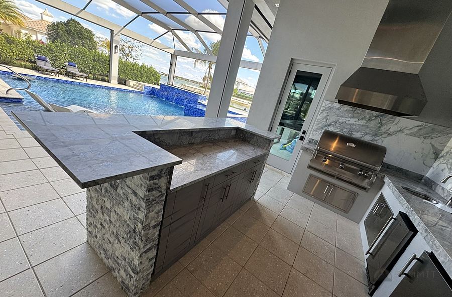 Outdoor kitchen beside the pool