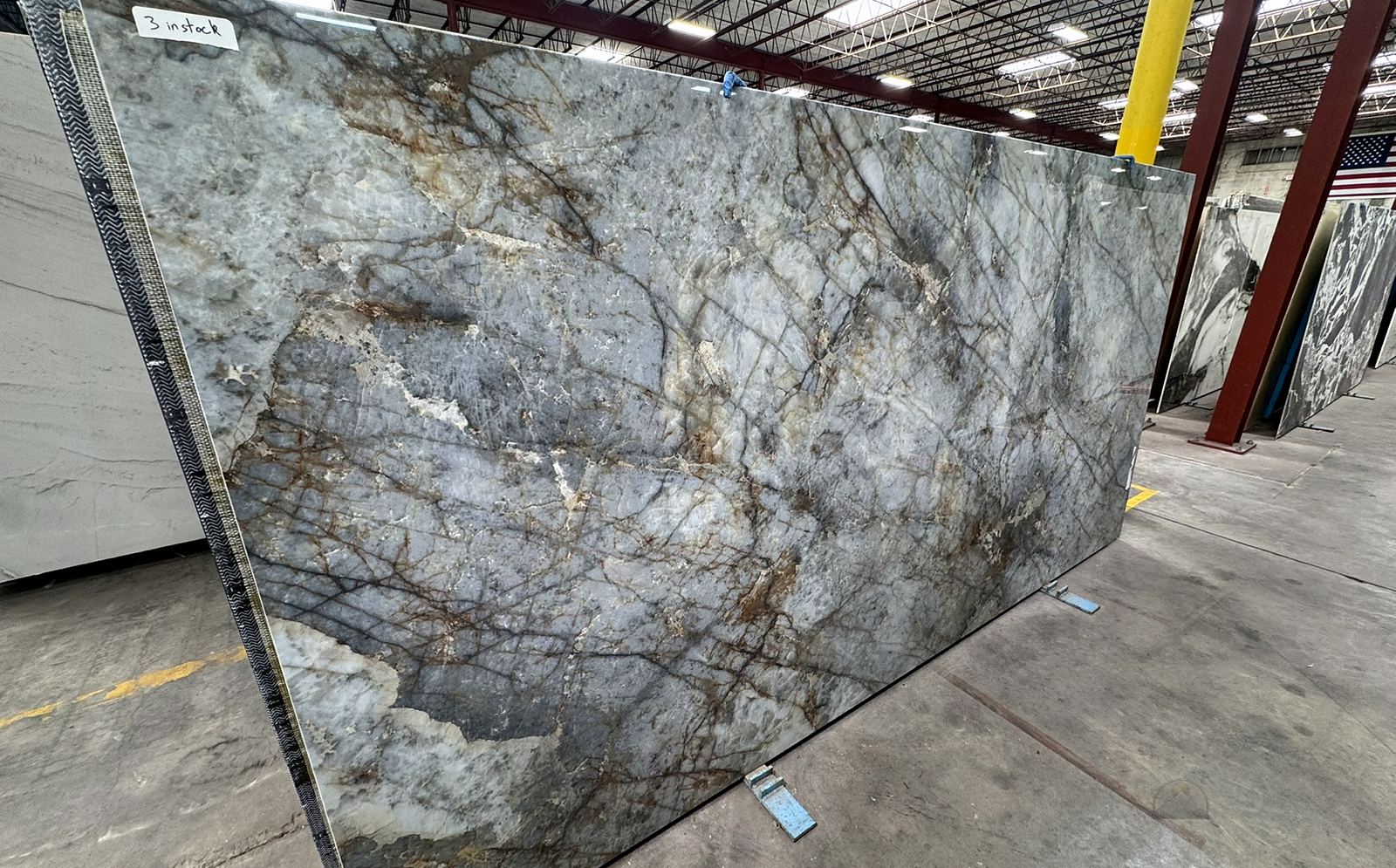 Natural stone slabs in the yard